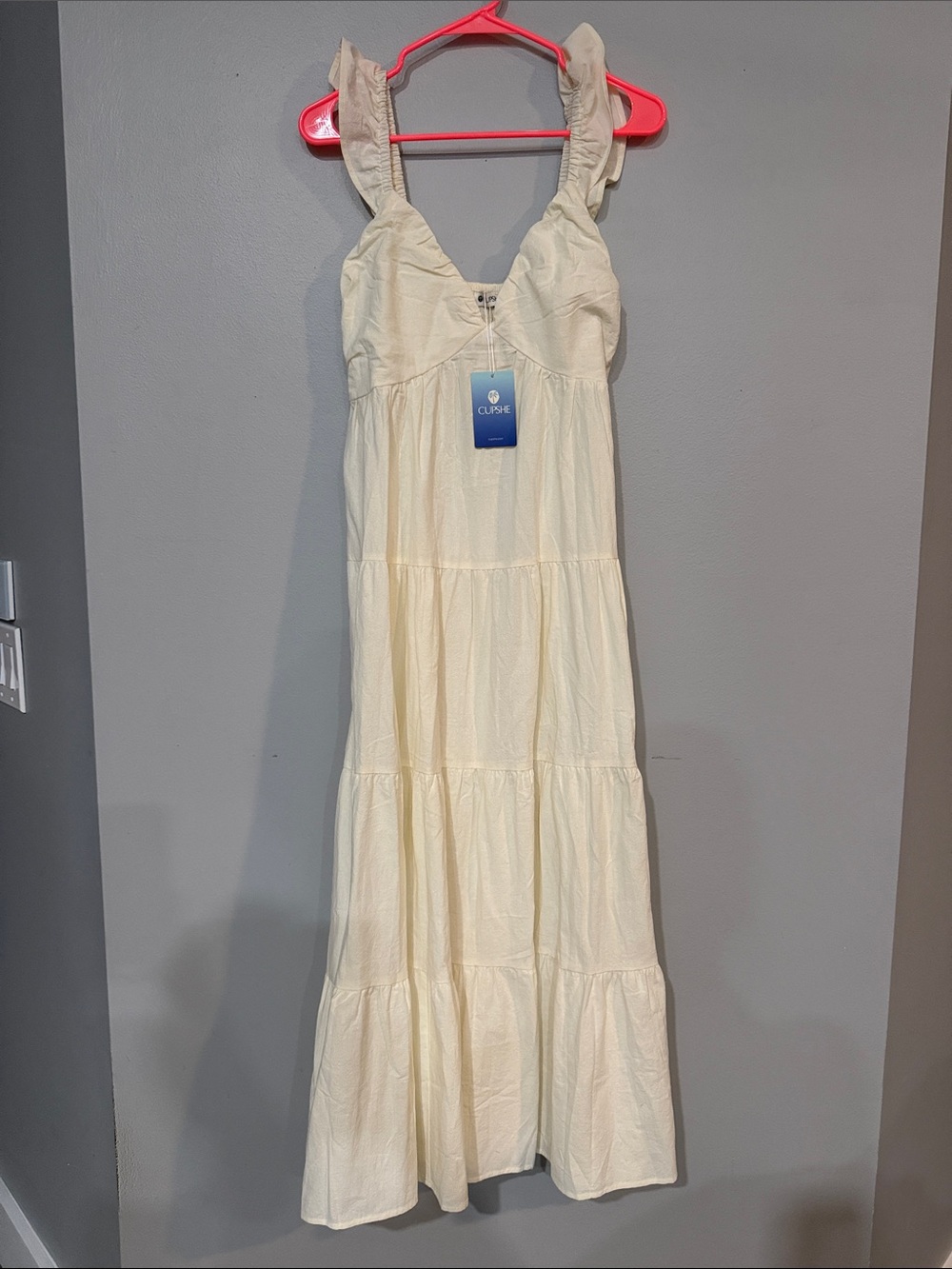 Cupshe Cream Tiered Maxi Dress with Ruffled Straps